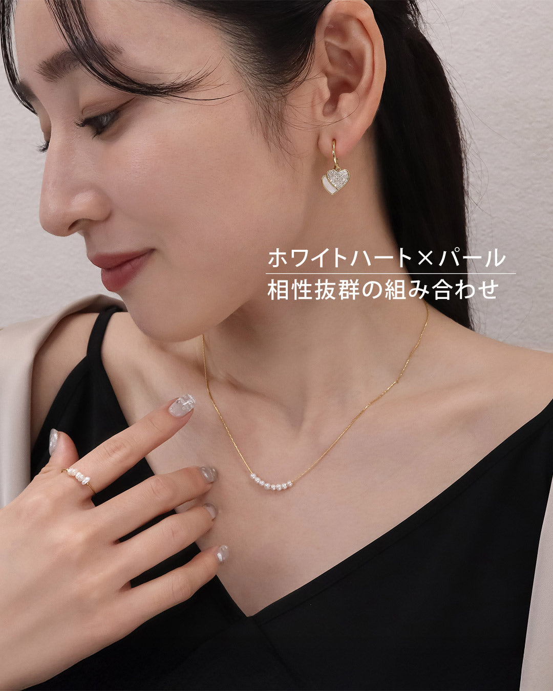 【今週末限定価格】blackdia ocean ダブルハート ジルコニアピアス
