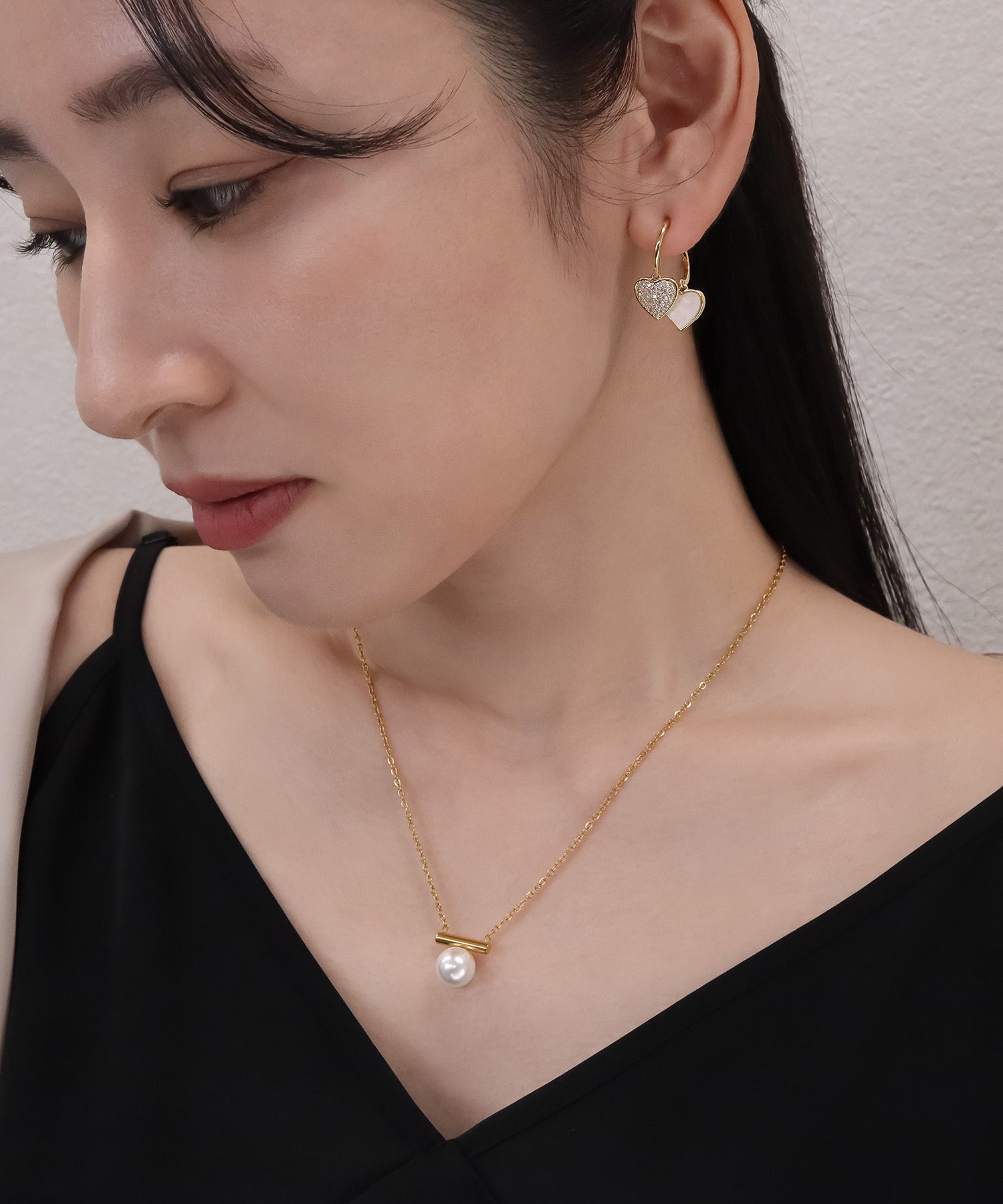 blackdia ocean ダブルハート ジルコニアピアス