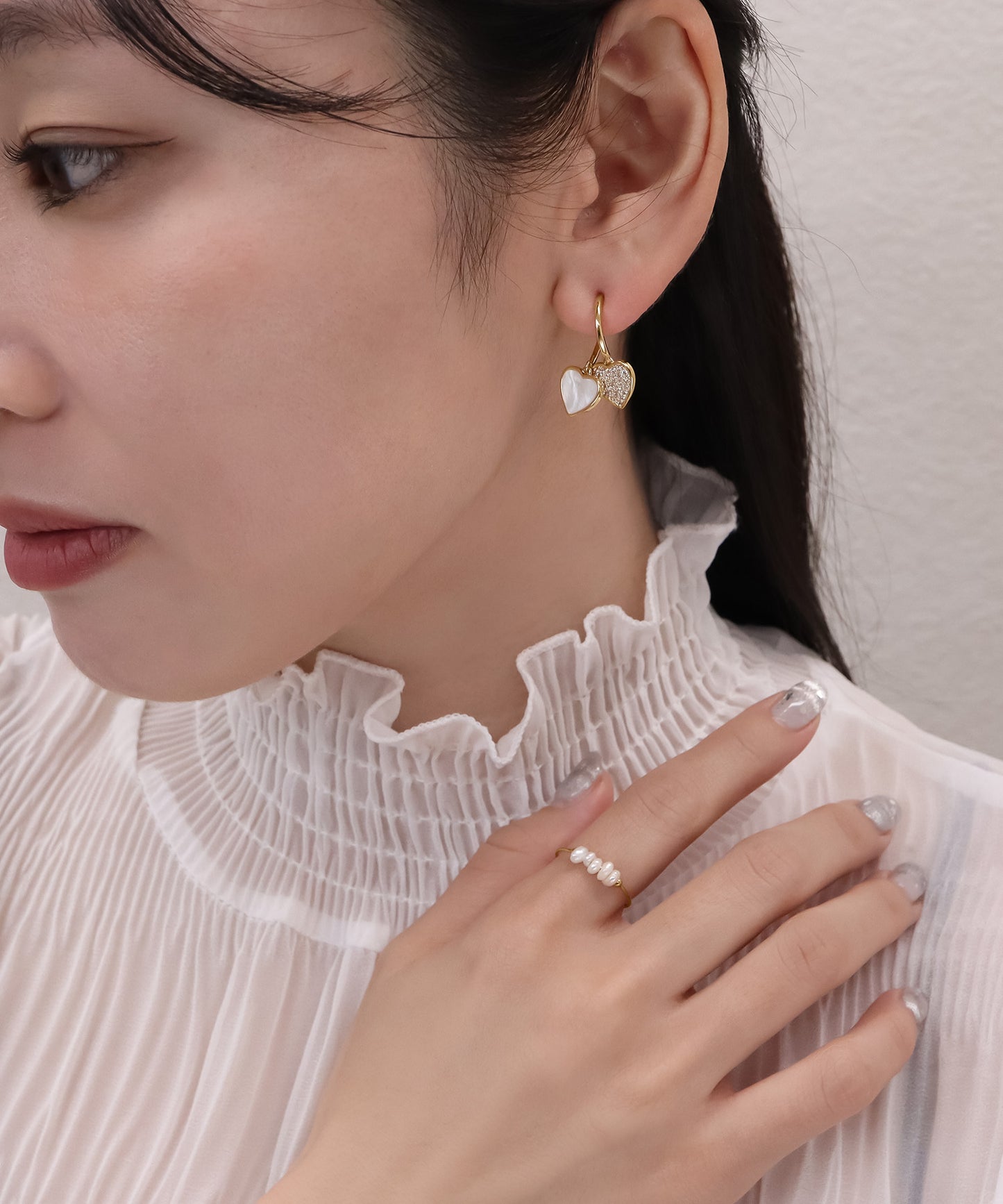 【今週末限定価格】blackdia ocean ダブルハート ジルコニアピアス