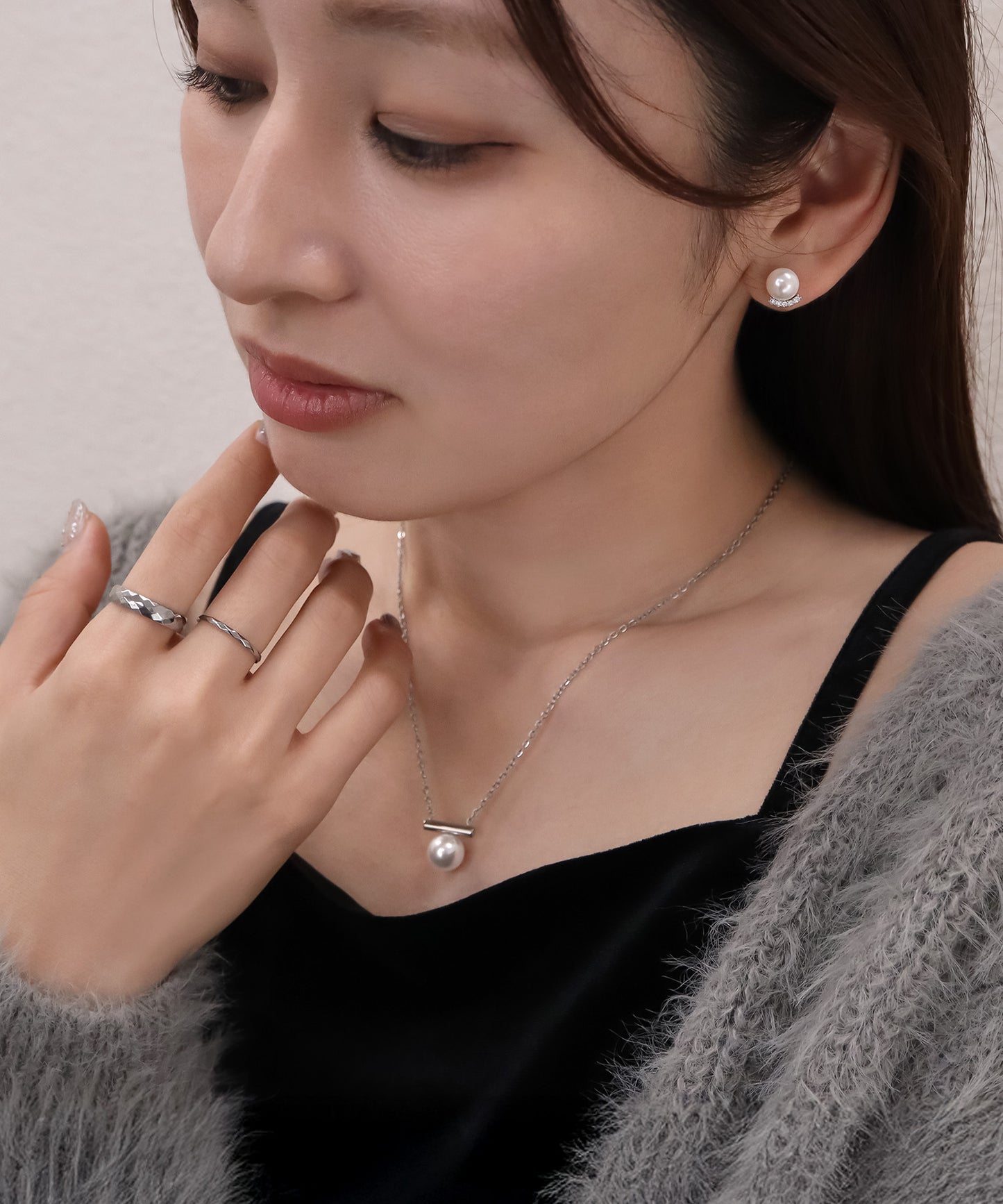 blackdia ocean メタルバー パール ネックレス (5color)