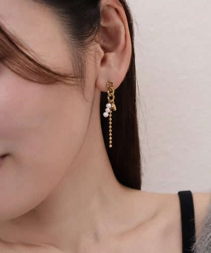 blackdia ocean アシンメトリーパールチェーンピアス