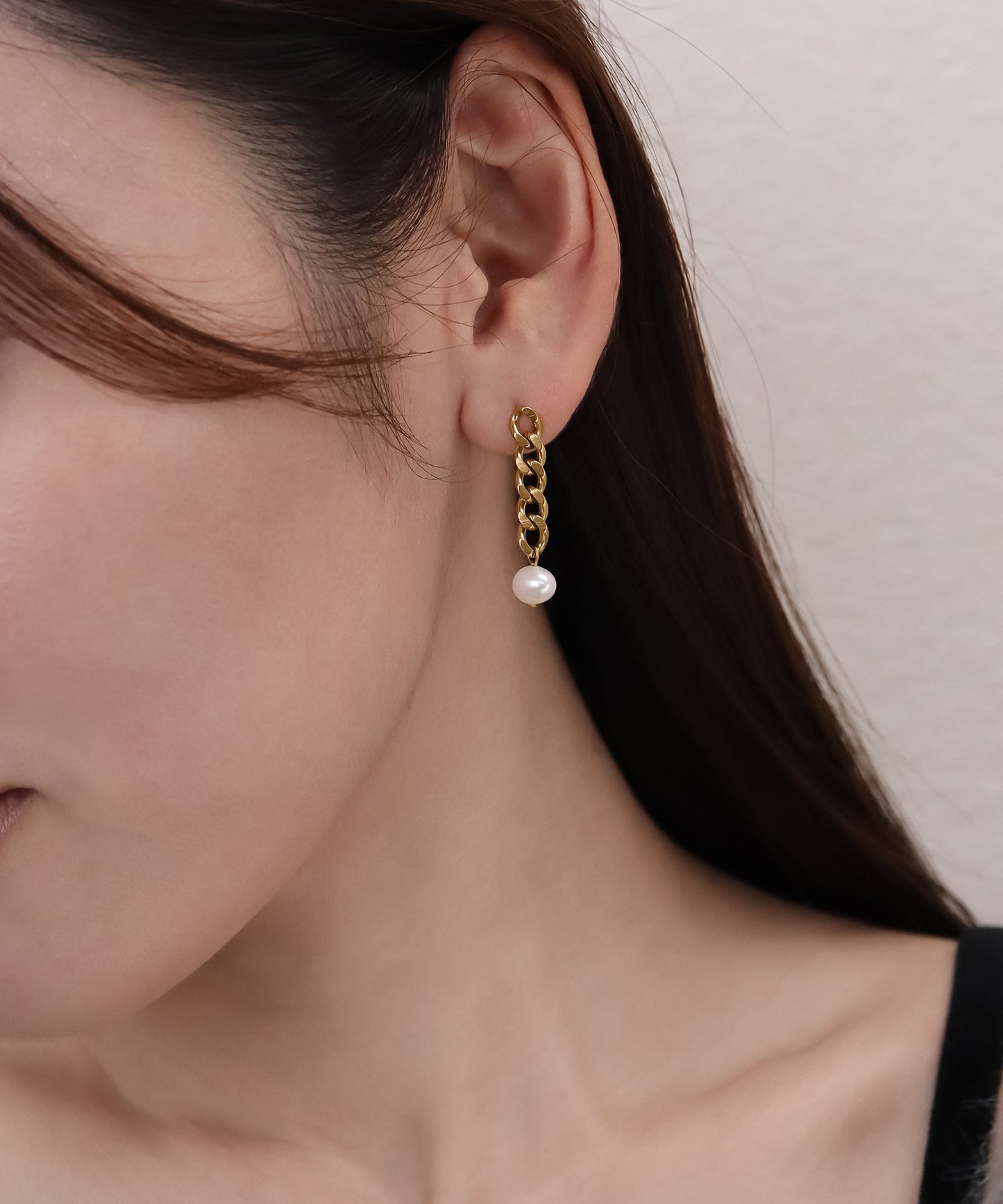 blackdia ocean アシンメトリーパールチェーンピアス