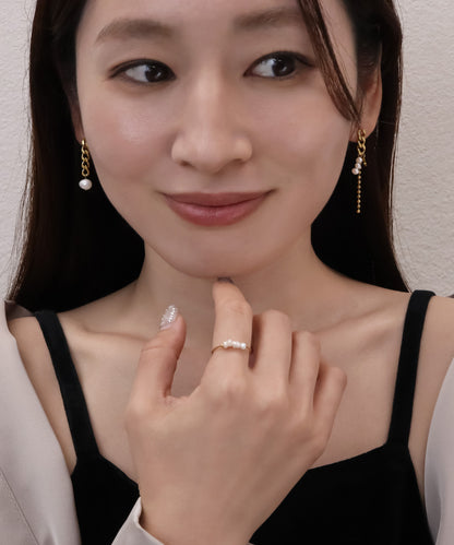 blackdia ocean アシンメトリーパールチェーンピアス