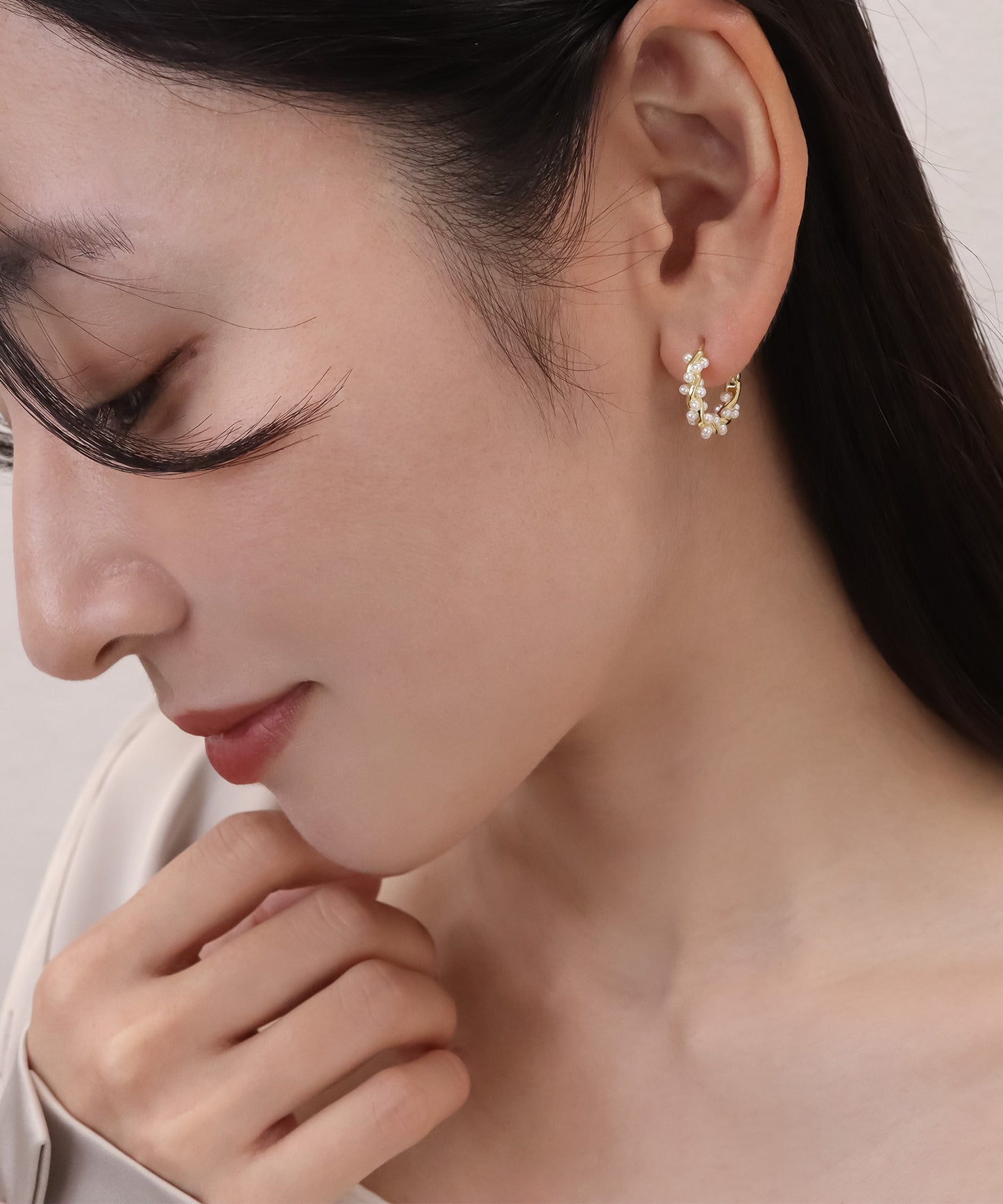 blackdia ocean パールラインツイストフープピアス/イヤリング