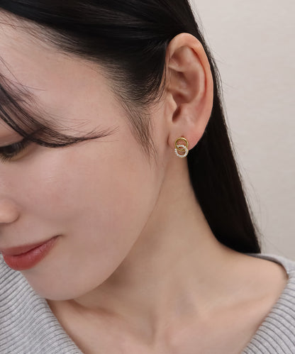 blackdia ocean ジルコニアダブルリングピアス/イヤリング