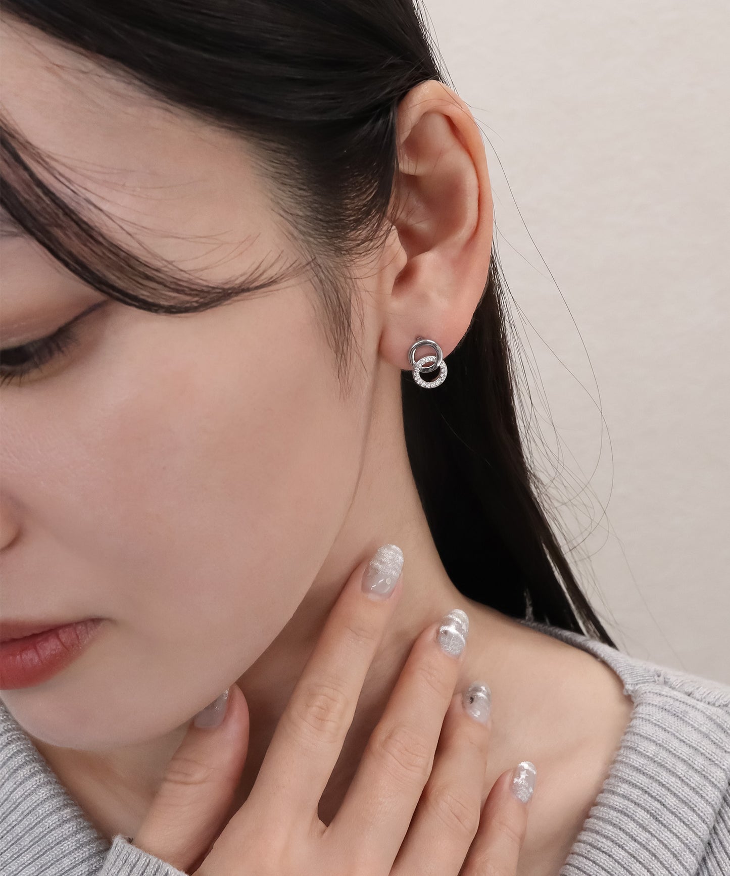 blackdia ocean ジルコニアダブルリングピアス/イヤリング