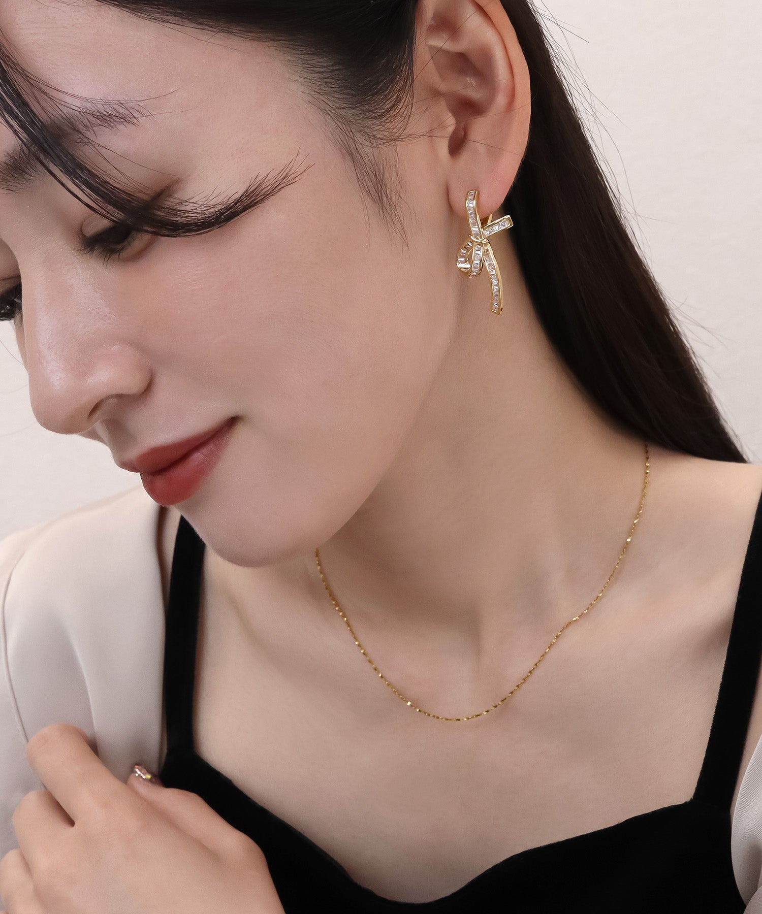 blackdia ocean ジルコニアリボンピアス
