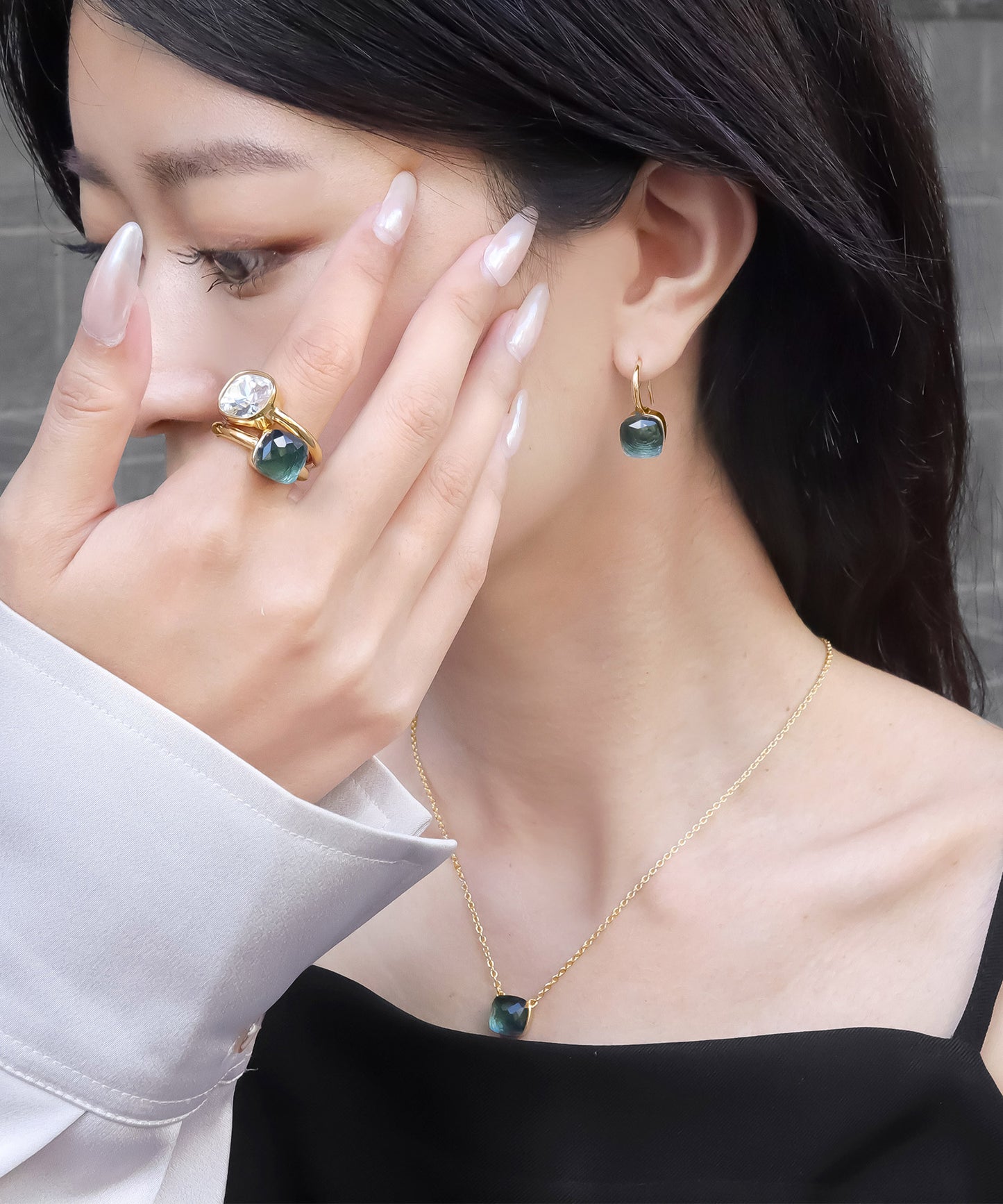 【SALE ¥3,490→¥1,490】blackdia oceanクォーツピアス