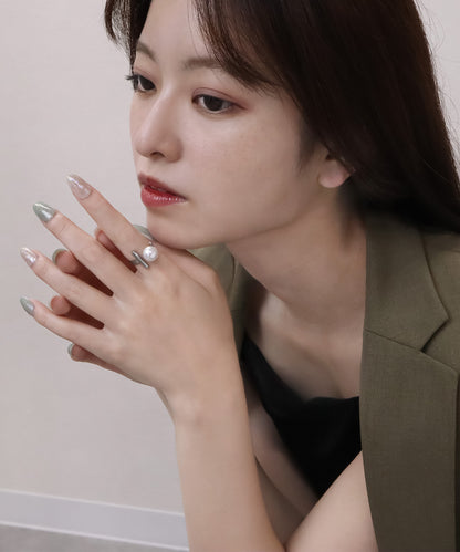 blackdia ocean メタルバー パール オープンリング