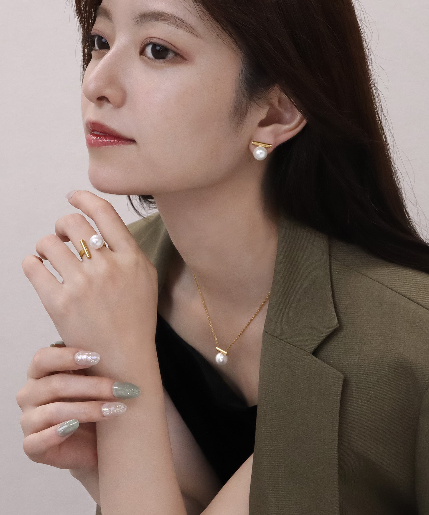 blackdia ocean メタルバー パールピアス/イヤリング (4color)