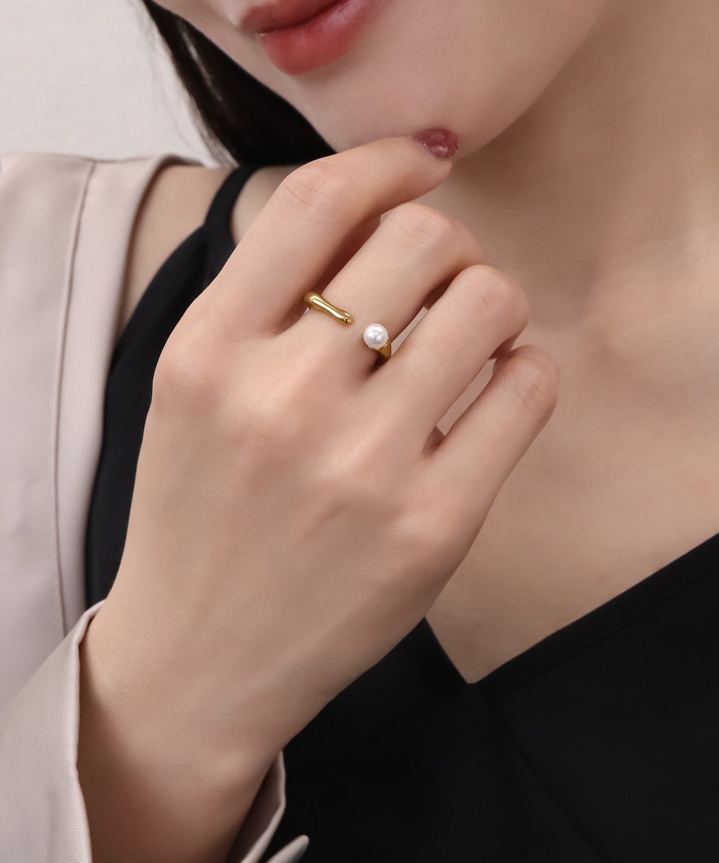 blackdia ocean パールオープンリング