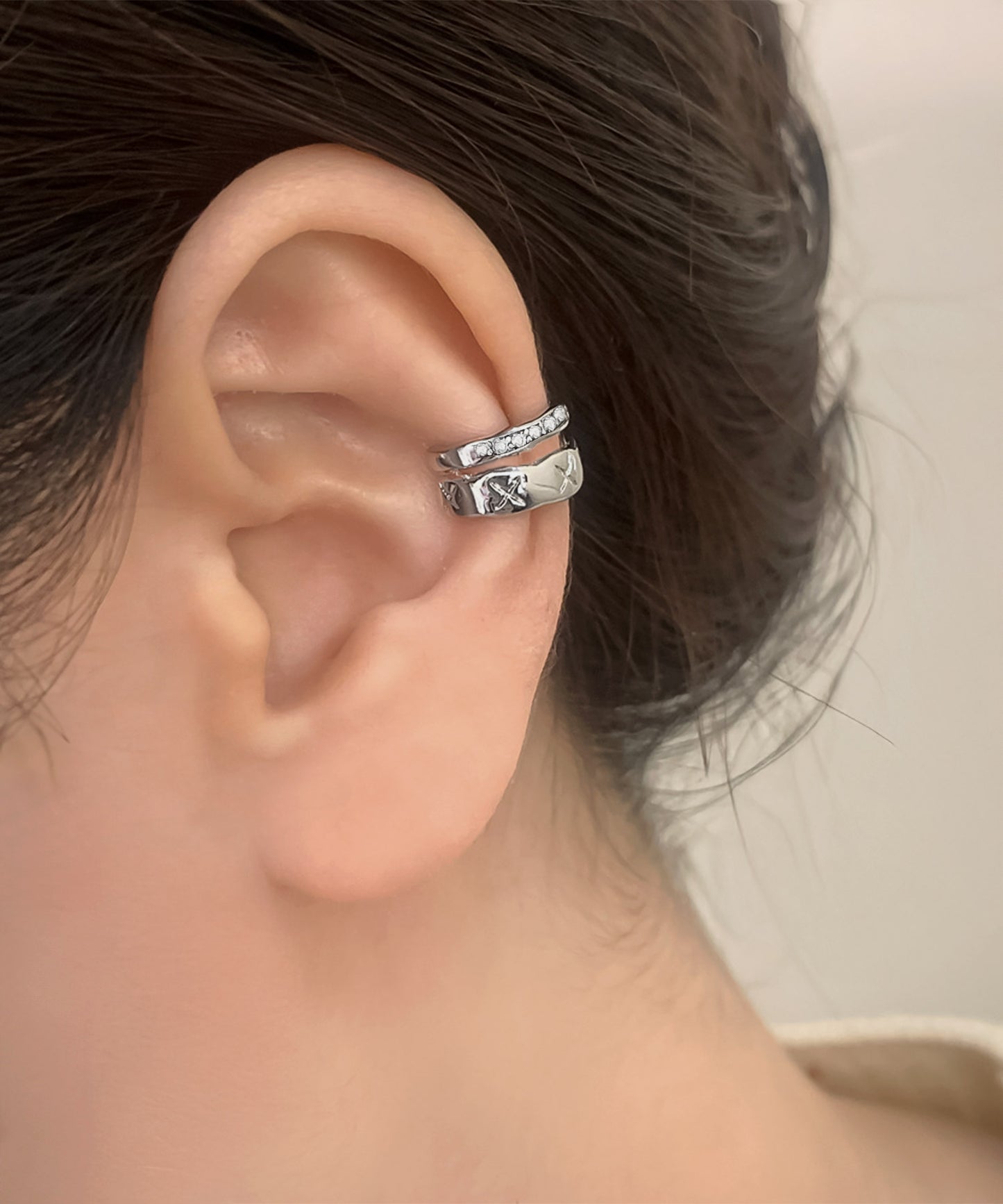 blackdia ocean キルティング&ジルコニア イヤーカフ 片耳