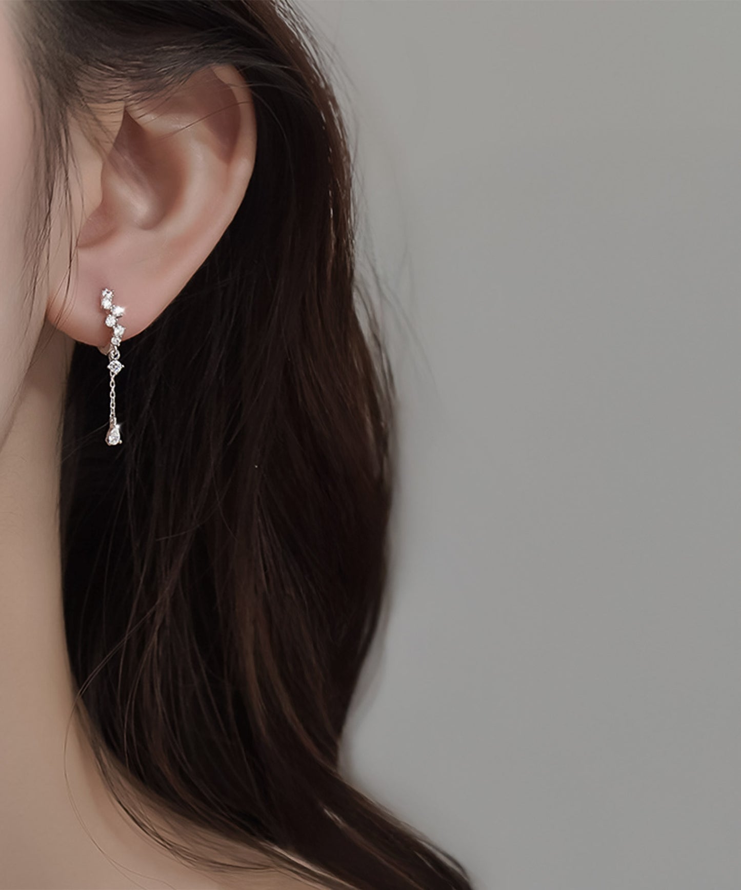 blackdia ocean ジルコニア ドロップチェーン ピアス　