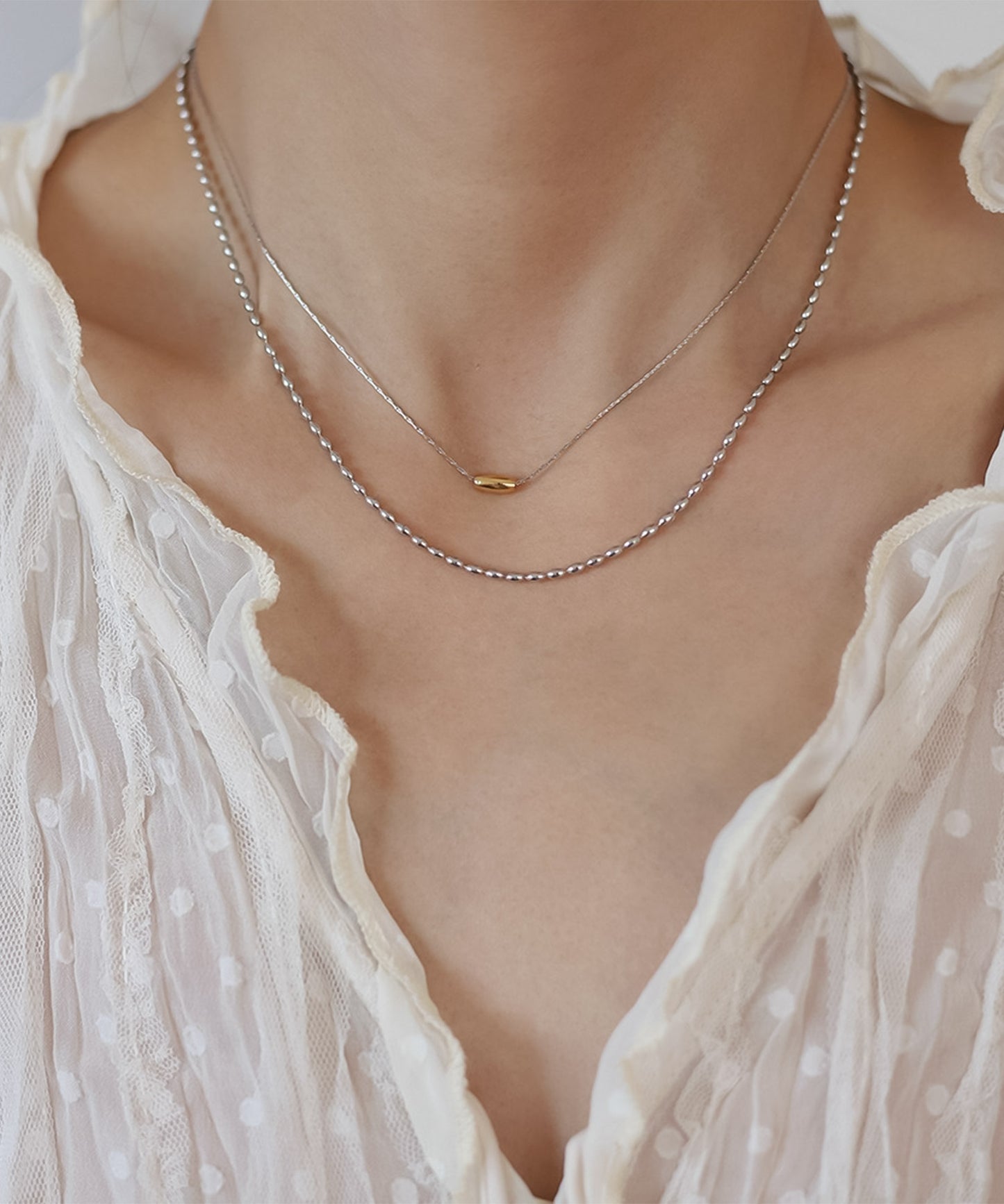 blackdia ocean バイカラー ダブルチェーンネックレス