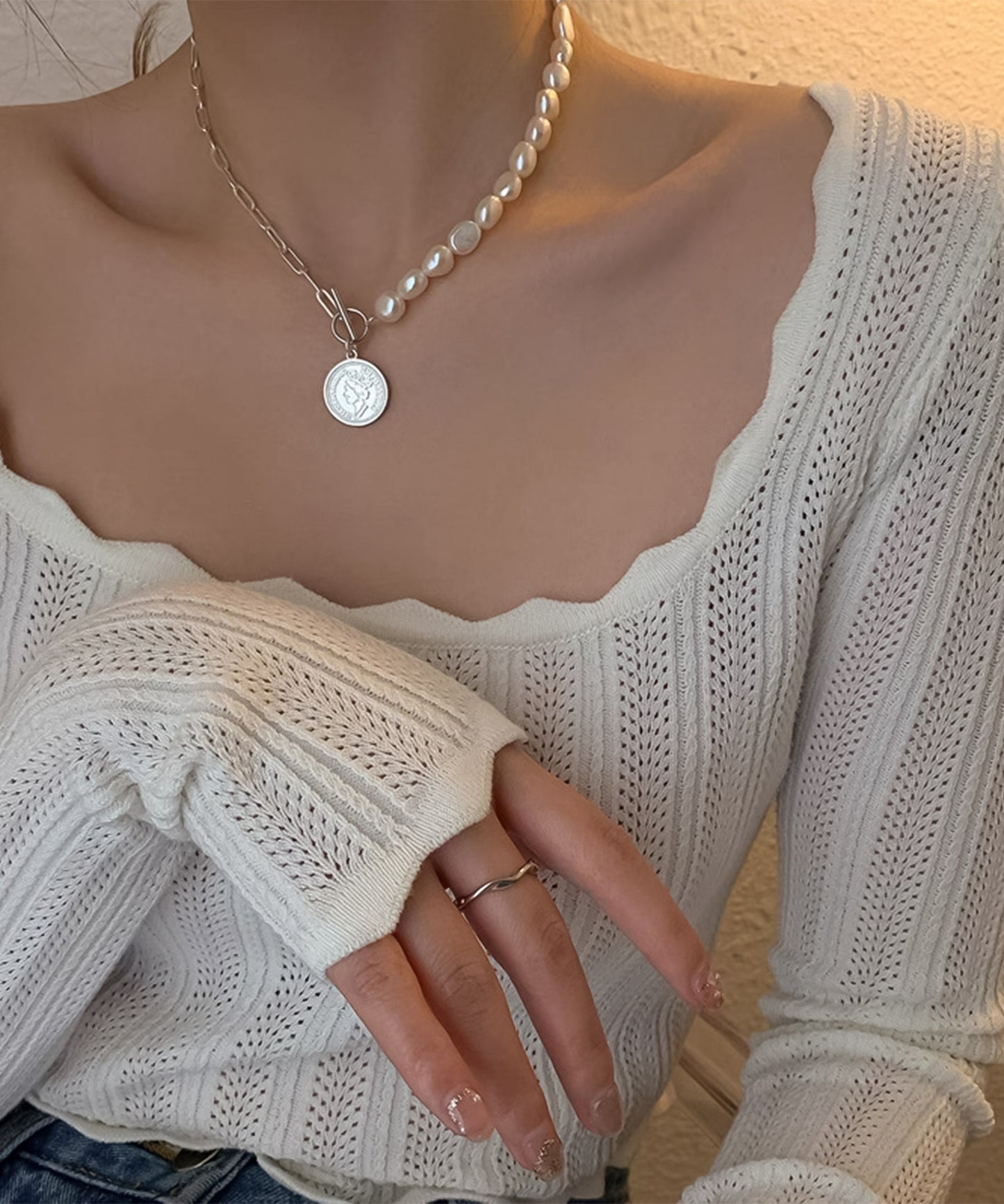 blackdia ocean バロックパール コインネックレス