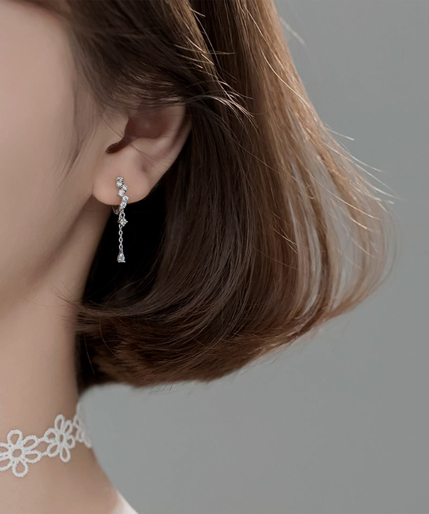 blackdia ocean ジルコニア ドロップチェーン ピアス