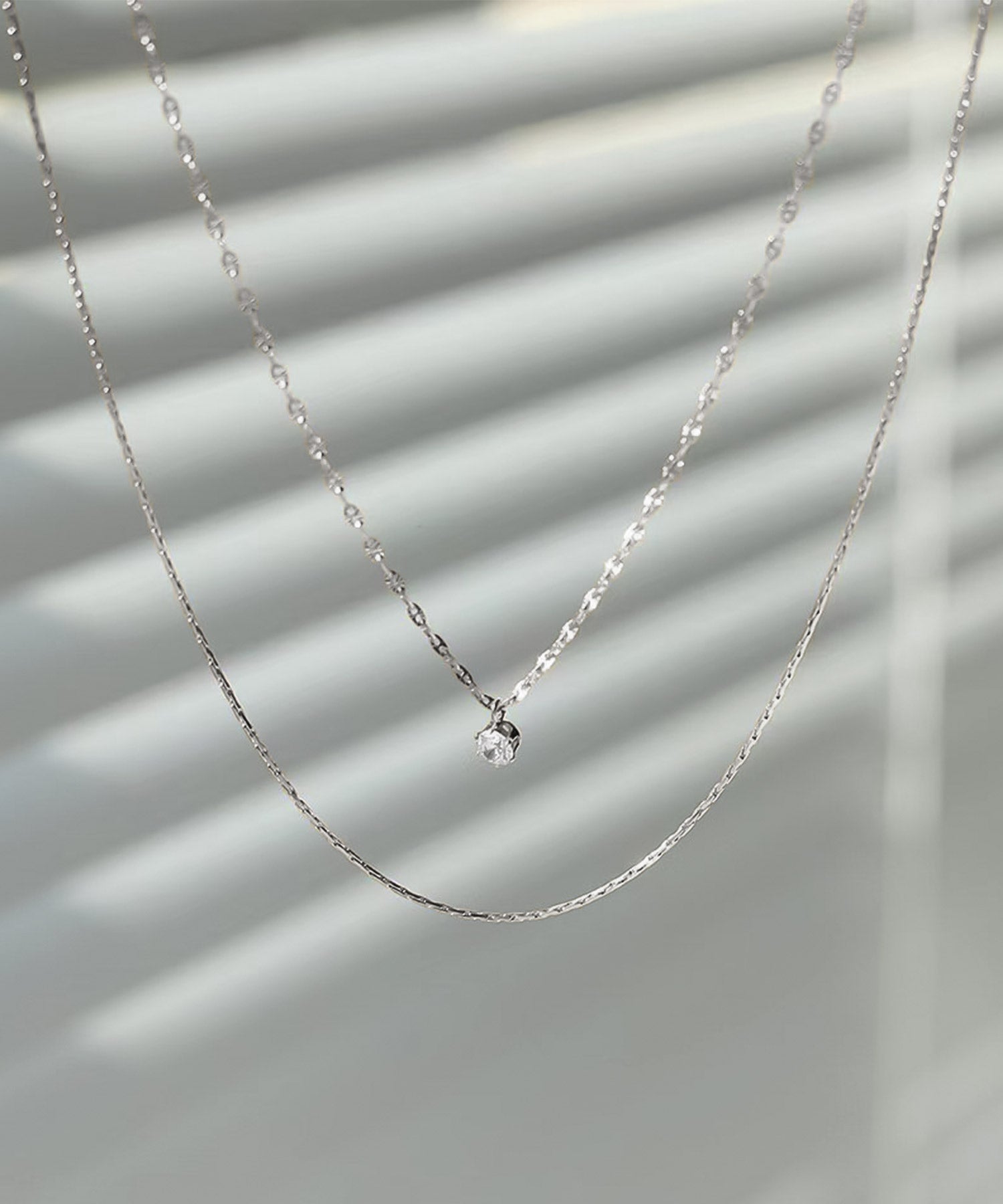 ジルコニア輝く 個性派 チェーンネックレス　ゴールド　シルバー blackdia ocean ジルコニアダブルチェーンネックレス