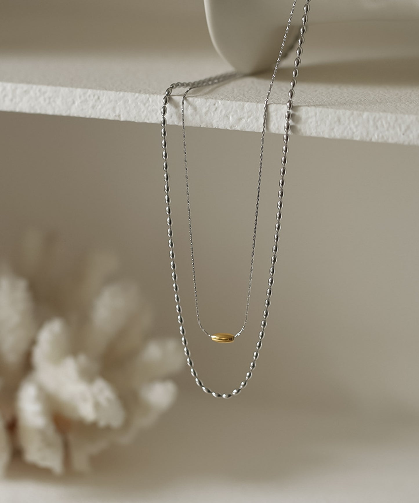 blackdia ocean バイカラー ダブルチェーンネックレス