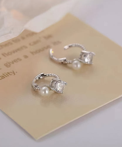 blackdia ocean パール&ジルコニア フープピアス