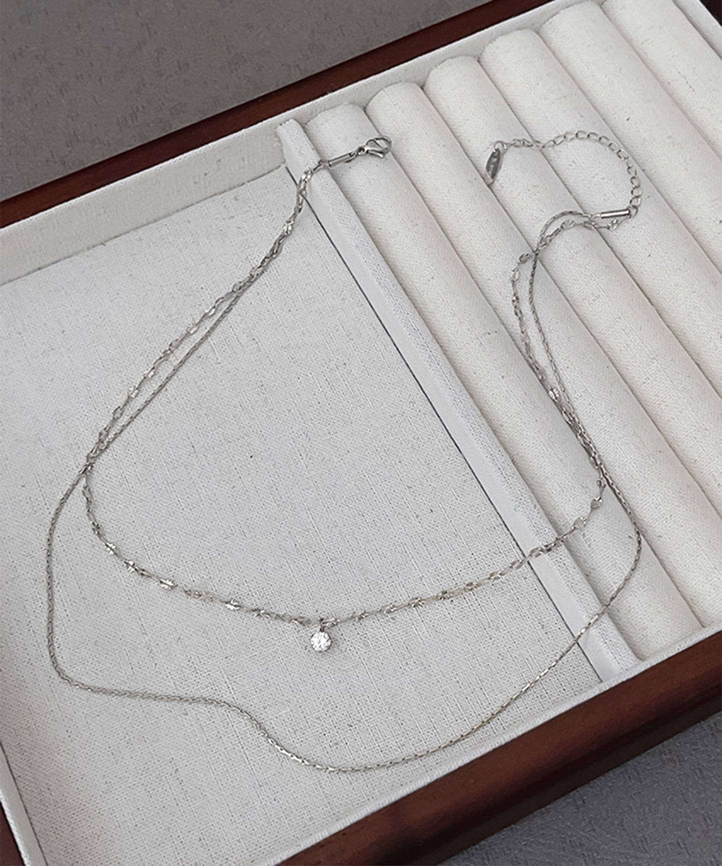 blackdia ocean ジルコニアダブルチェーンネックレス