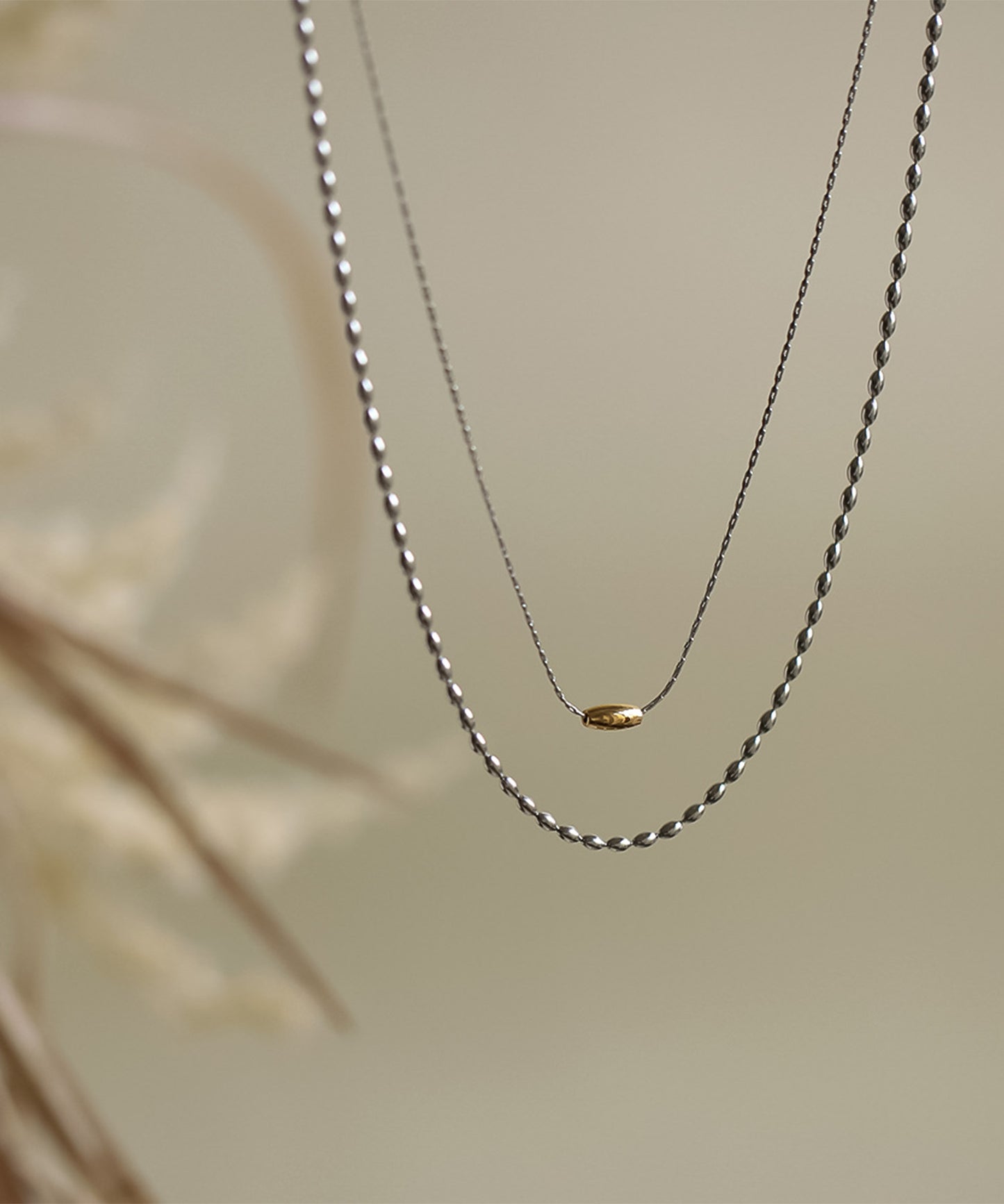 blackdia ocean バイカラー ダブルチェーンネックレス