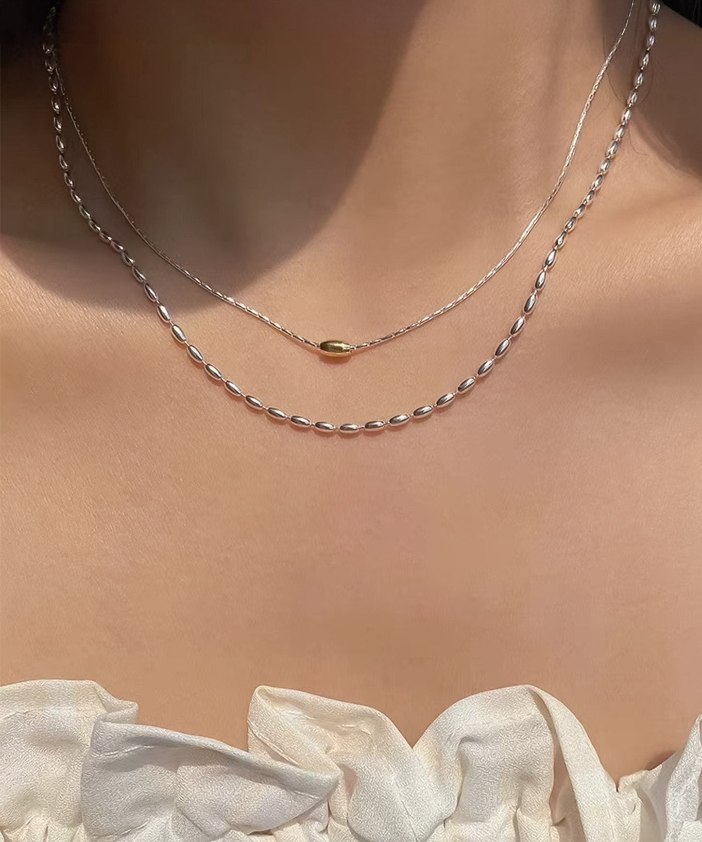 blackdia ocean バイカラー ダブルチェーンネックレス